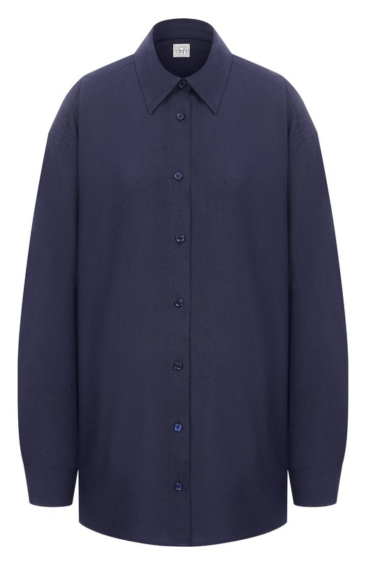 Рубашка из вискозы и шерсти TOTEME 254-WRT0480-FB0016 Синий 254-WRT0480-FB0016