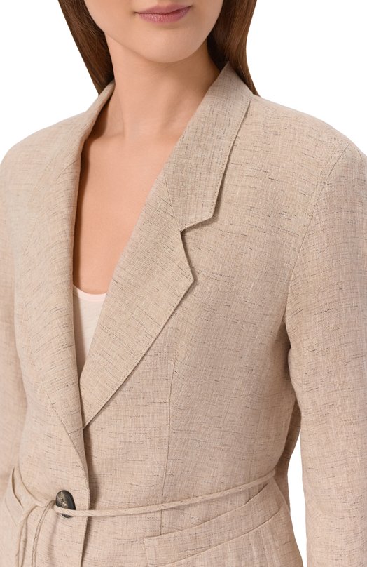 Льняной жакет Emporio Armani EW003980/TE10381 Бежевый  EW003980/TE10381 Фото 5