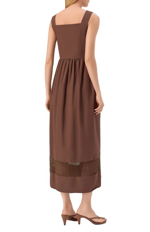Хлопковое платье Weekend Max Mara WKDG0LA Коричневый  WKDG0LA Фото 3