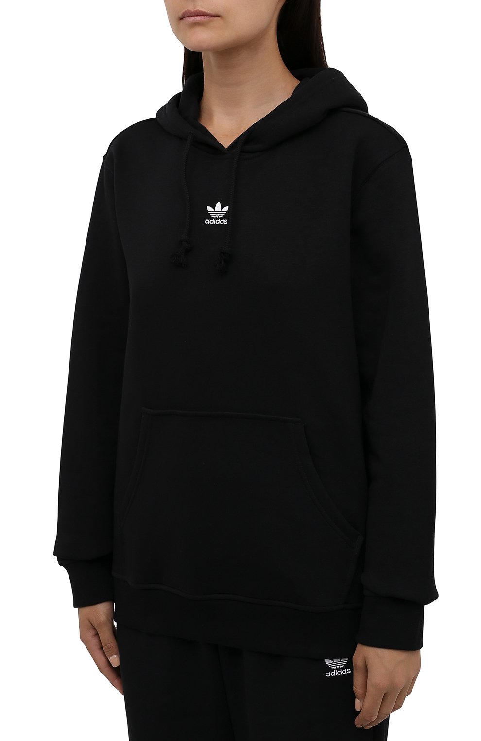 Хлопковое худи ADIDAS ORIGINALS черного цвета по цене 5780 руб., арт. H34725, фото 3 Хлопковое худи ADIDAS ORIGINALS, арт. H34725, фото 3