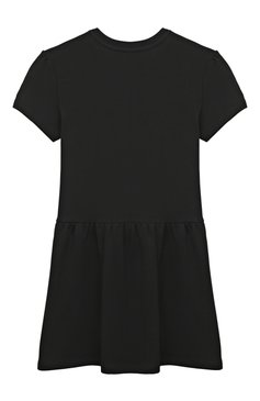 Детское хлопковое платье MOSCHINO черного цвета, арт. HDV0CZ/LCA32/4-8 | Фото 2 (Материал внешний: Хлопок; Рукава: Короткие; Девочки Кросс-КТ: Платье-одежда; Случай: Повседневный; Драгоценные камни: Проставлено; Нос: Не проставлено; Материал сплава: П�роставлено; Ростовка одежда: 4 года | 104 см, 5 лет | 110 см, 6 лет | 116 см, 8 лет | 128 см)