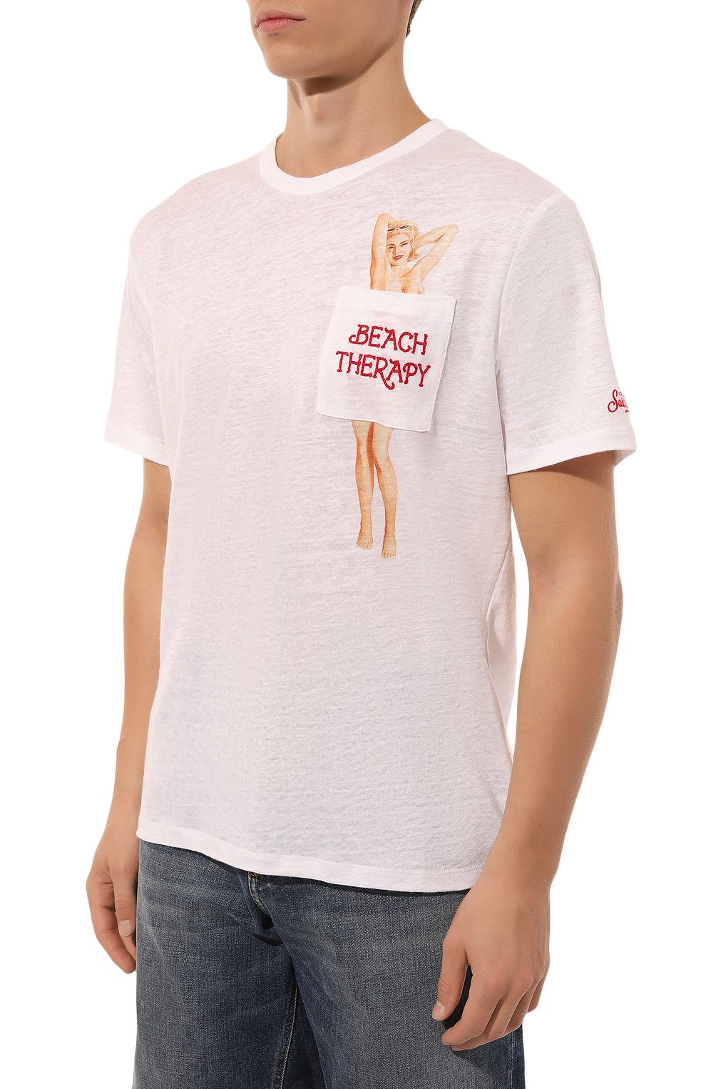 Льняная футболка MC2 SAINT BARTH белого цвета по цене 12650 руб., арт. STBM ECSTASEA/ECS0001/02925B, фото 3 Льняная футболка MC2 SAINT BARTH, арт. STBM ECSTASEA/ECS0001/02925B, фото 3