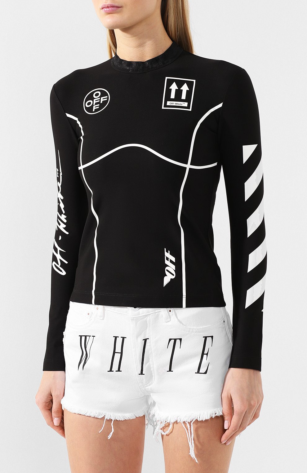 Лонгслив OFF-WHITE черного цвета по цене 36450 руб., арт. 0WAB016S19E020771001, фото 3 Лонгслив OFF-WHITE, арт. 0WAB016S19E020771001, фото 3