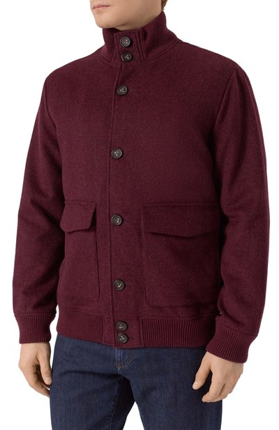 Шерстяной бомбер 12 STOREEZ бордового цвета по цене 53000 руб., арт. 127380, фото 3 Шерстяной бомбер 12 STOREEZ, арт. 127380, фото 3