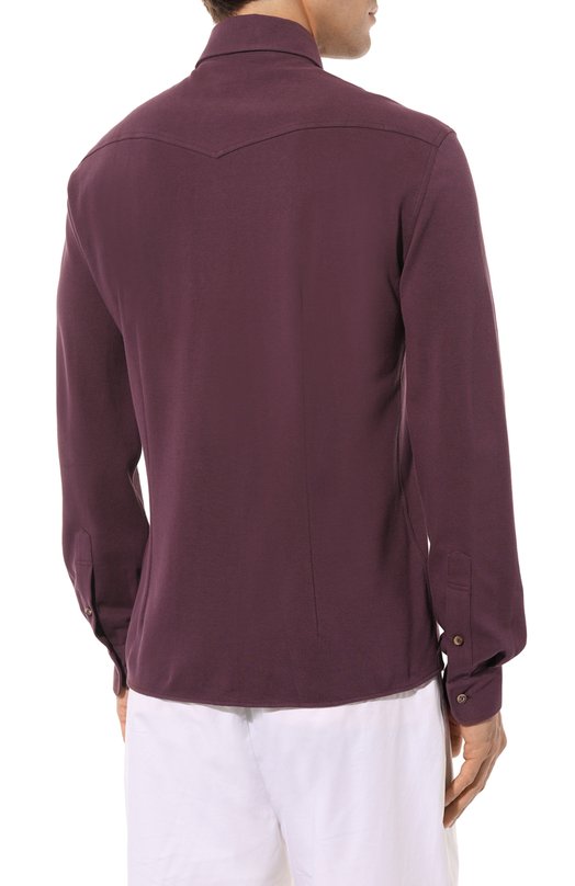Хлопковая рубашка Brunello Cucinelli M0T636666 Фиолетовый  M0T636666 Фото 4