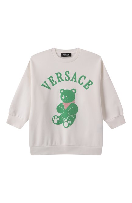 Детский хлопковый свитшот VERSACE молочного цвета, арт. 1018195/1A13048 | Фото 1 (Рукава: Длинные; Материал сплава: Проставлено; Драгоценные камни: Проставлено)