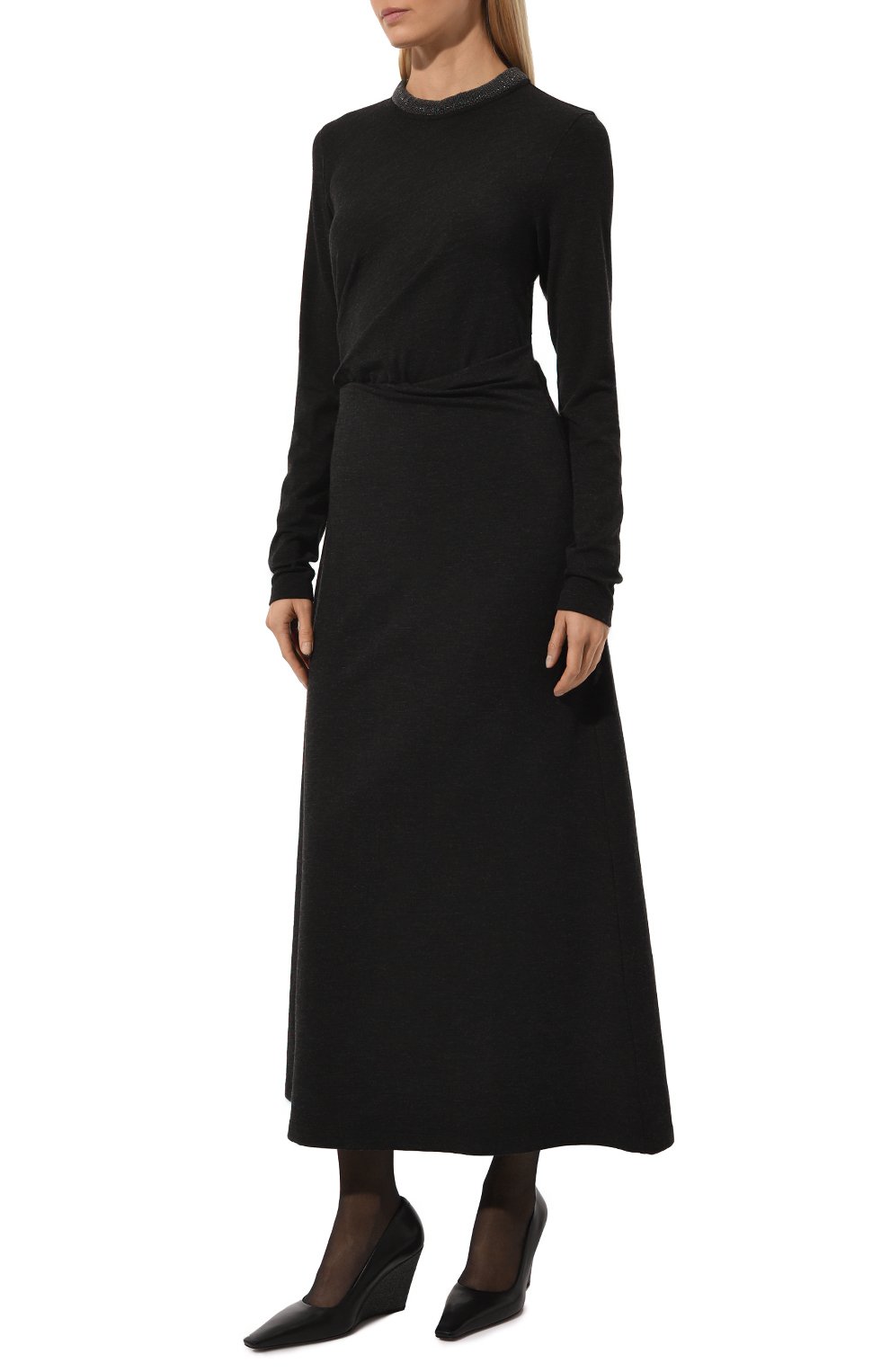 Шерстяное платье BRUNELLO CUCINELLI темно-синего цвета по цене 351500 руб., арт. MPR25AHR33, фото 3 Шерстяное платье BRUNELLO CUCINELLI, арт. MPR25AHR33, фото 3