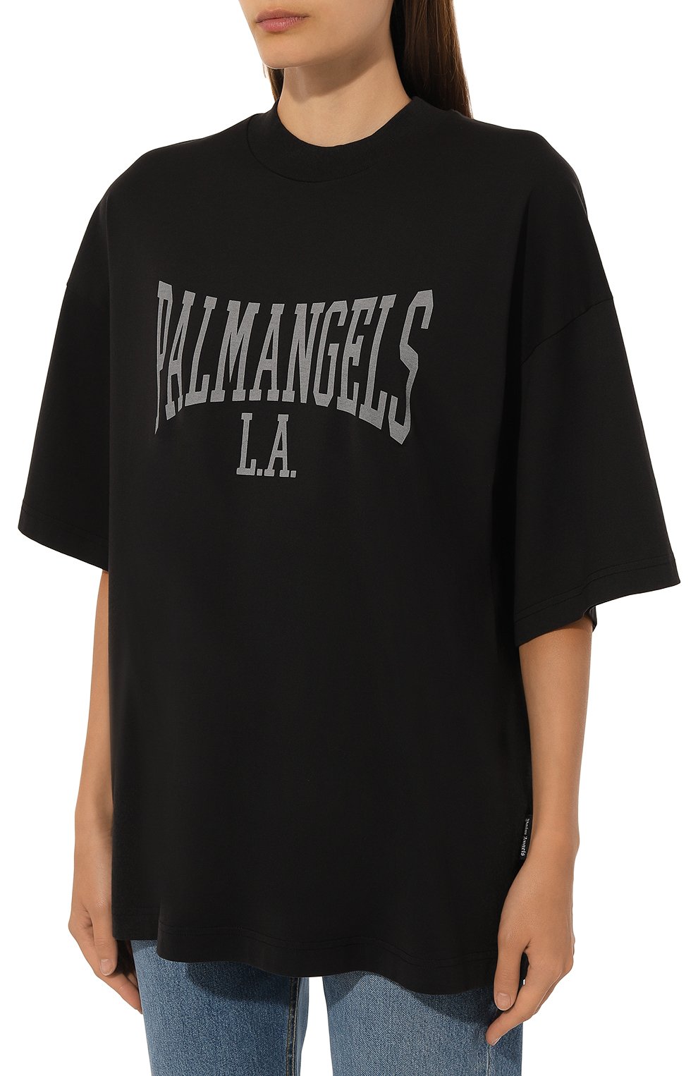 Хлопковая футболка PALM ANGELS черного цвета по цене 22050 руб., арт. PWAA017F24JER001, фото 3 Хлопковая футболка PALM ANGELS, арт. PWAA017F24JER001, фото 3