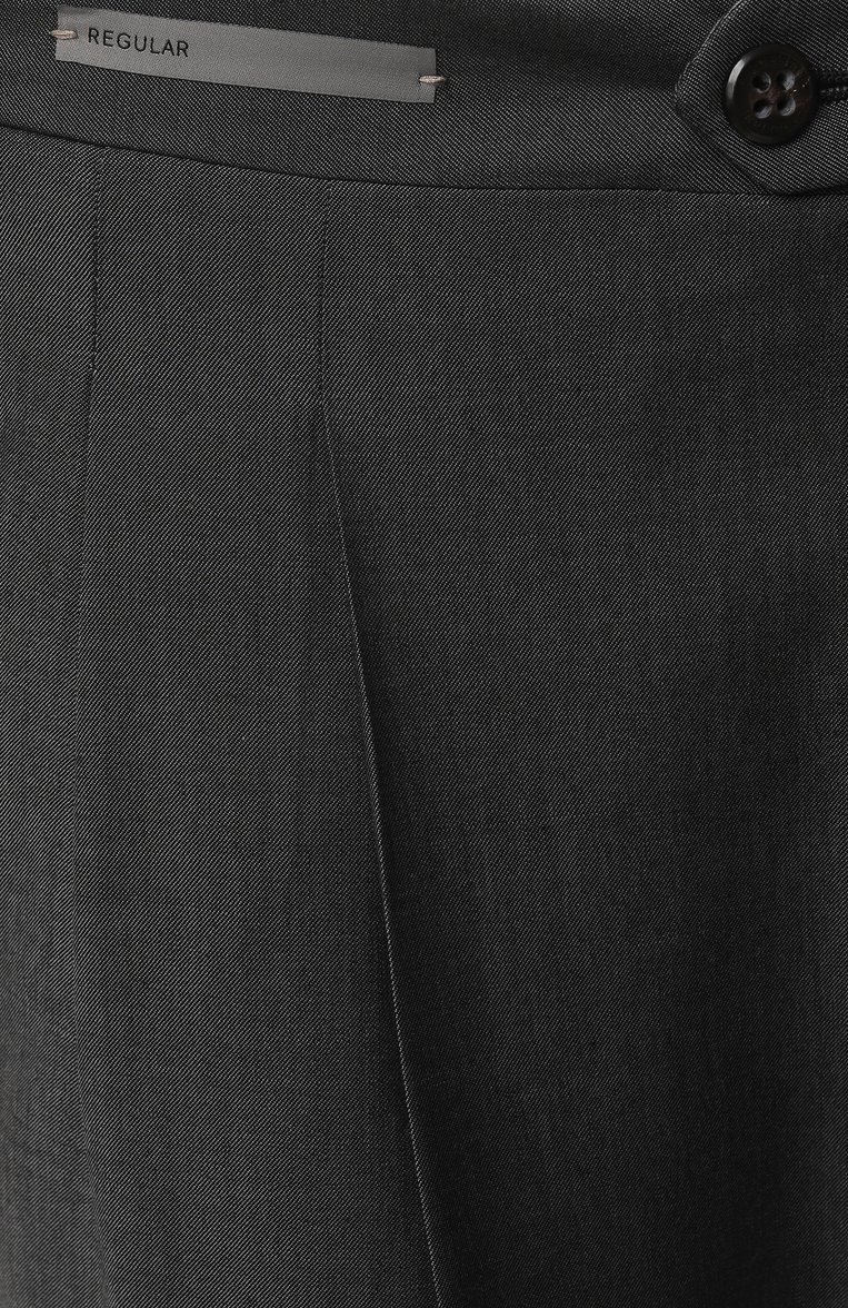 Мужские брюки из шерсти и хлопка CORNELIANI темно-серого цвета, арт. 254L21-2514201 | Фото 6 (Материал внешний: Шерсть, Хлопок; Драгоценные камни: Проставлено; Длина (брюки, джинсы): Стандартные; Материал сплава: Проставлено; Силуэт М (брюки): Чиносы; Случай: Повседневный; Стили: Кэжуэл)