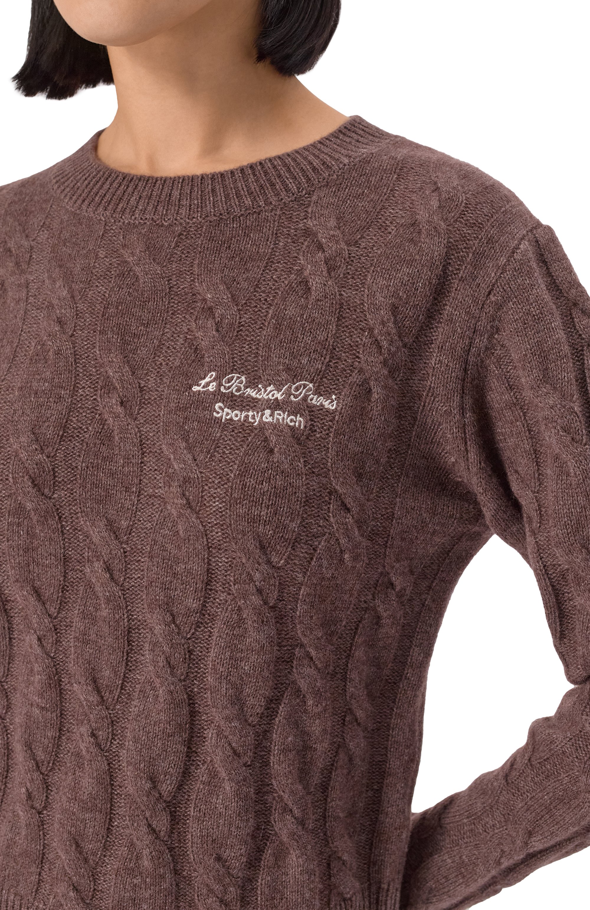 Кашемировый свитер SPORTY AND RICH коричневого цвета по цене 36400 руб., арт. WS066517619BR03, фото 5 Кашемировый свитер SPORTY AND RICH, арт. WS066517619BR03, фото 5