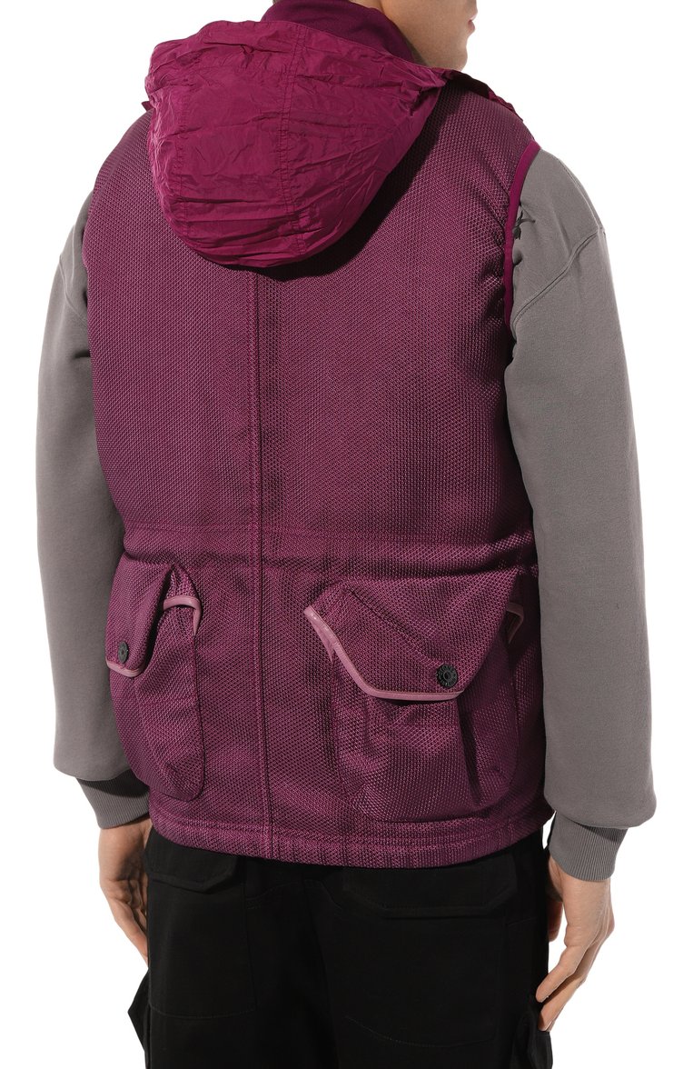 Мужской жилет STONE ISLAND фиолетового цвета, арт. 7515G0224 | Фото 6 (Материал внешний: Синтетический материал; Длина (верхняя одежда): Короткие; Материал подклада: Синтетический материал; Стили: Гранж; Мужское Кросс-КТ: жилеты-тонкие)