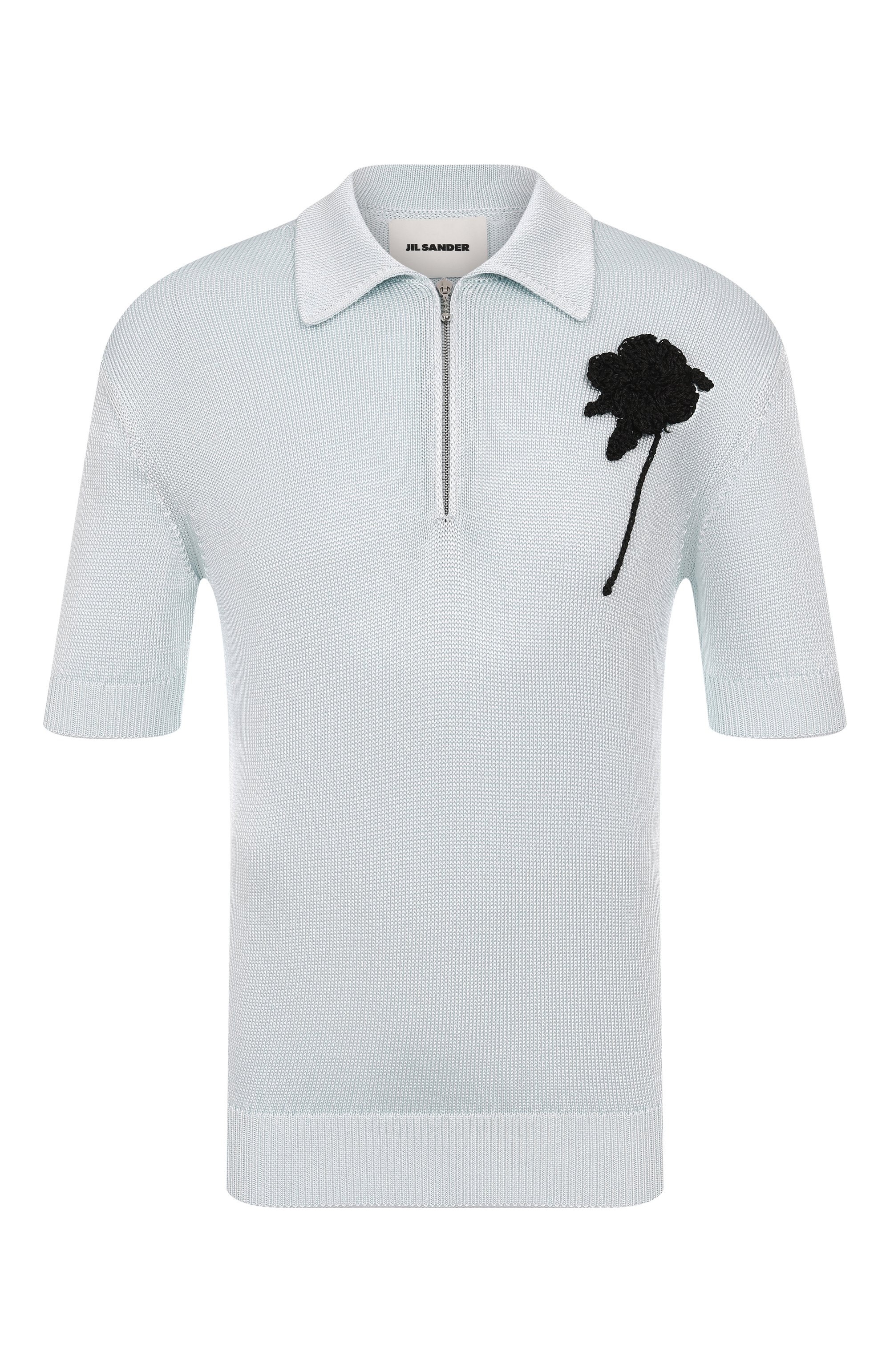 Поло из хлопка и льна JIL SANDER голубого цвета по цене 149000 руб., арт. J21GL0114-J18341, фото 1 Поло из хлопка и льна JIL SANDER, арт. J21GL0114-J18341, фото 1