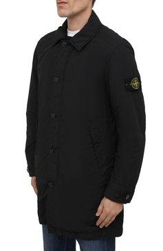 Мужской утепленный плащ STONE ISLAND черного цвета, арт. 751570832 | Фото 3 (Мужское Кросс-КТ: Плащ-верхняя одежда; Рукава: Длинные; Длина (верхняя одежда): До середины бедра; Материал внешний: Синтетический материал; Материал сплава: Проставлено; Материал подклада: Синтетический материал; Драгоценные камни: Проставлено)