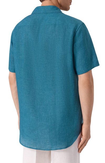 Льняная рубашка BRIONI бирюзового цвета по цене 69850 руб., арт. SCFH0L-P9111, фото 4 Льняная рубашка BRIONI, арт. SCFH0L-P9111, фото 4