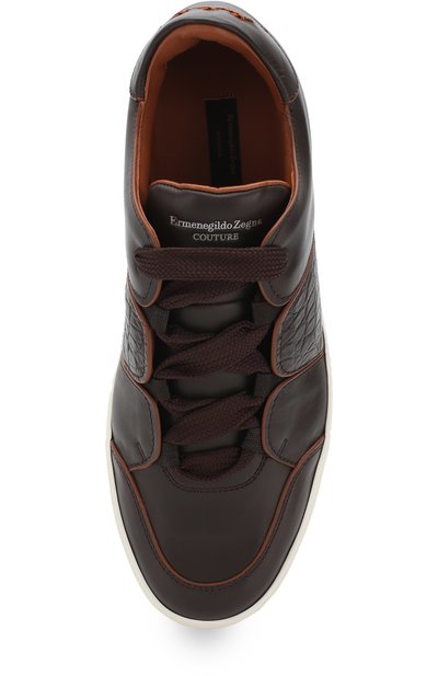 Кожаные кеды с отделкой кожи аллигатора ZEGNA, арт. A2975X-JCT/AMIS, фото 5