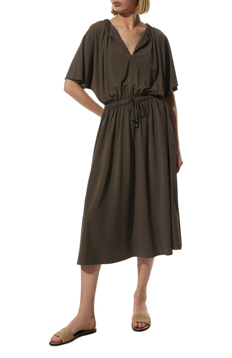 Платье из вискозы WEEKEND MAX MARA хаки цвета по цене 51450 руб., арт. REIMS 36210226, фото 2 Платье из вискозы WEEKEND MAX MARA, арт. REIMS 36210226, фото 2