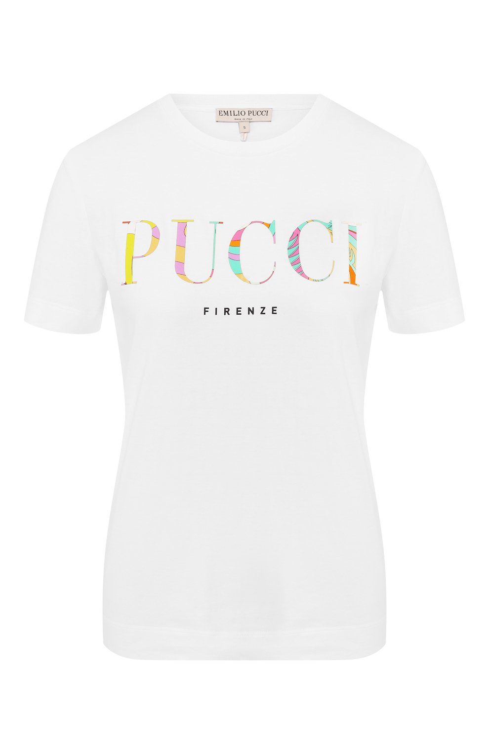 Хлопковая футболка EMILIO PUCCI белого цвета по цене 16100 руб., арт. 9HJP73/9H985, фото 1 Хлопковая футболка EMILIO PUCCI, арт. 9HJP73/9H985, фото 1