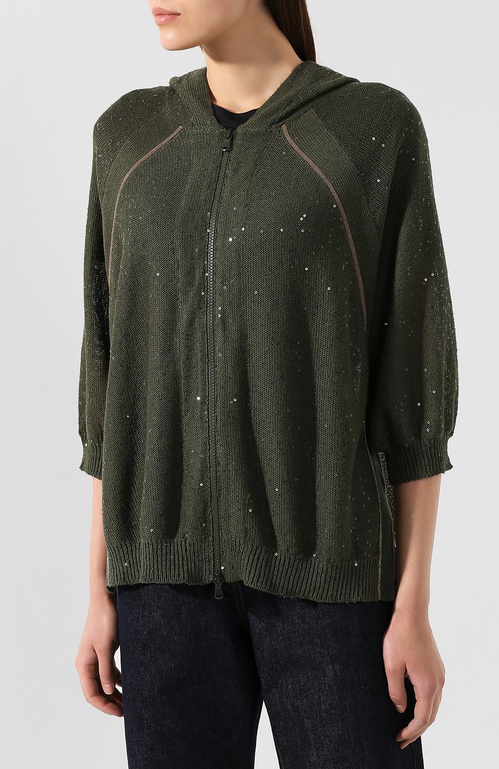 Кардиган из смеси льна и шелка BRUNELLO CUCINELLI, арт. M10572706, фото 3