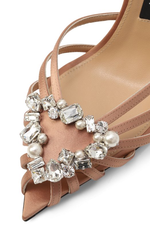 Текстильные босоножки sr Godiva Precious 90 Sergio Rossi B13100/MTEZ02 Бежевый  B13100/MTEZ02 Фото 7