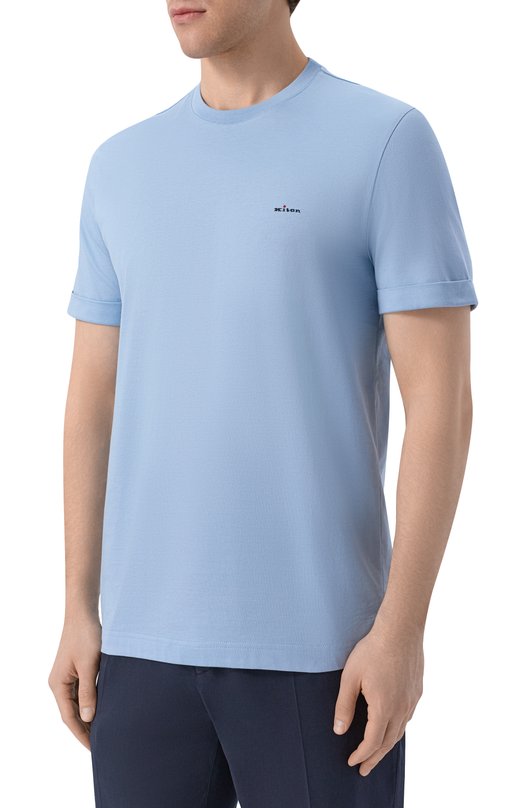 Хлопковая футболка Kiton UMK0891 Голубой  UMK0891 Фото 3
