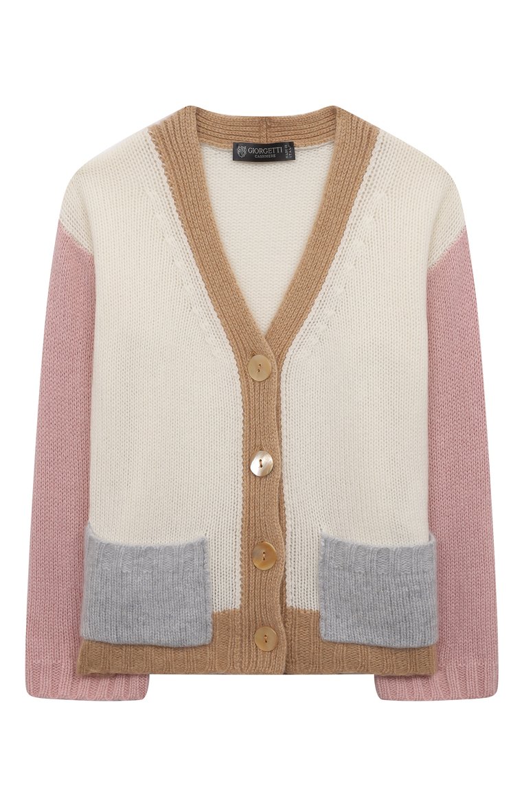 Детский кашемировый кардиган GIORGETTI CASHMERE разноцветного цвета, арт. MB2062/8A-14A | Фото 1 (Рукава: Длинные; Материал внешний: Кашемир, Шерсть; Девочки Кросс-КТ: Кардиган-одежда)