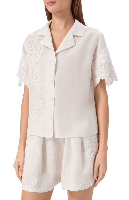 Рубашка изо льна и вискозы Maurizio W07220781 Белый  W07220781 Фото 3