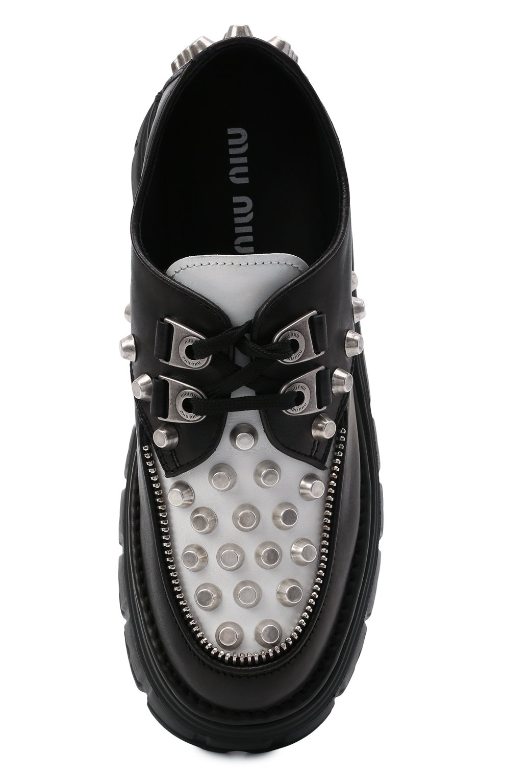 Кожаные дерби MIU MIU черного цвета по цене 105000 руб., арт. 5E636D-Y56-F0967-M085, фото 5 Кожаные дерби MIU MIU, арт. 5E636D-Y56-F0967-M085, фото 5