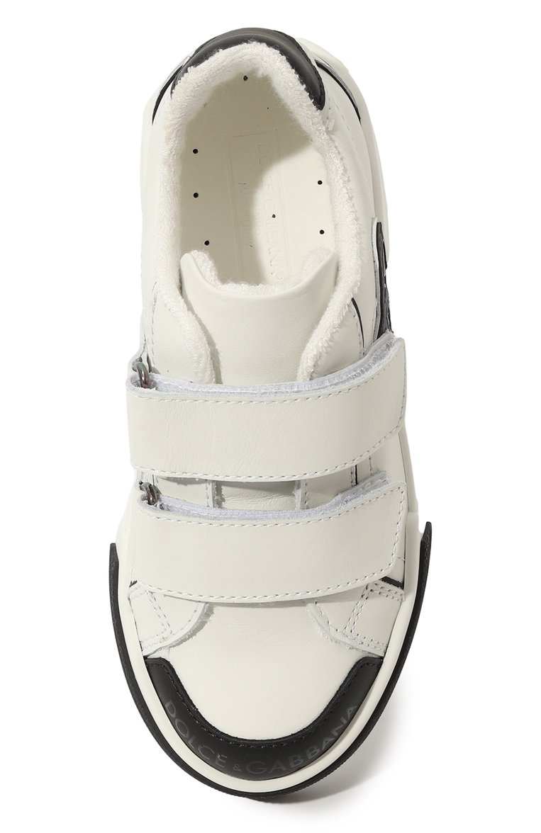 Детские кожаные кеды portofino light DOLCE & GABBANA черно-белого цвета, арт. DA5133/A3394/29-36 | Фото 4 (Нос: Не проставлено; Материал внутренний: Натуральная кожа; Материал внешний: Натуральная кожа; Автоматизация состав�а: Проставлено)