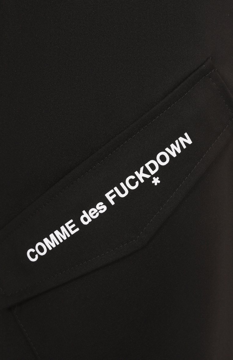 Мужские шорты COMME DES FUCKDOWN черного цвета, арт. CFABM01636 | Фото 6 (Материал внешний: Хлопок, Синтетический материал; Принт: Без принта; Случай: Повседневный; Стили: Спорт-шик; Длина Шорты М: Ниже колена; Автоматизация состава: Проставлено; Детали: Без декора; Автоматизация ТО: Проставлено)