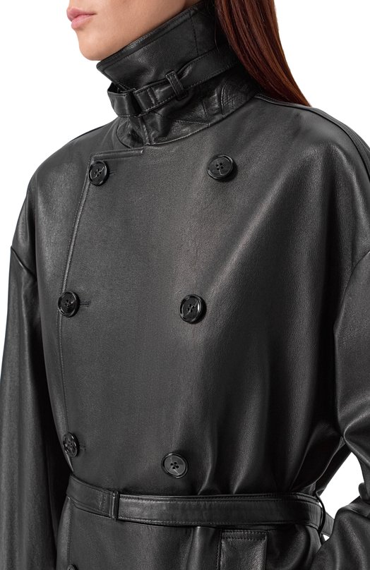 Кожаный тренч Ann Demeulemeester B0013109/LT038 Чёрный  B0013109/LT038 Фото 5