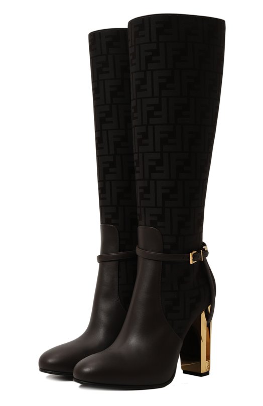 Комбинированные сапоги Delfina Fendi 8W8440 A0MF Коричневый 8W8440 A0MF