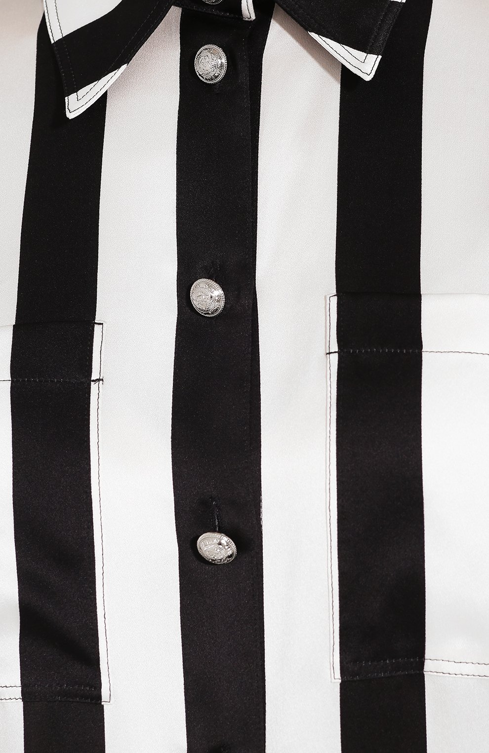 Шелковая рубашка BALMAIN черно-белого цвета по цене 142500 руб., арт. TF02654/I436, фото 5 Шелковая рубашка BALMAIN, арт. TF02654/I436, фото 5