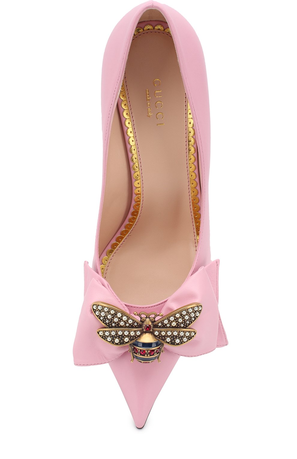 Кожаные туфли с бантом на шпильке GUCCI, арт. 496641/BK000, фото 5