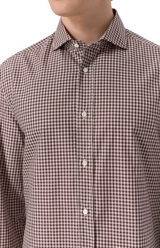 Хлопковая рубашка Brunello Cucinelli MY6471718 Коричневый  MY6471718 Фото 5
