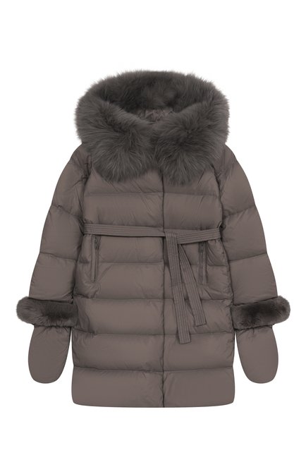 Пуховое пальто с отделкой из лисы YVES SALOMON ENFANT, арт. 25WEM920XXD0XW/8A-10A