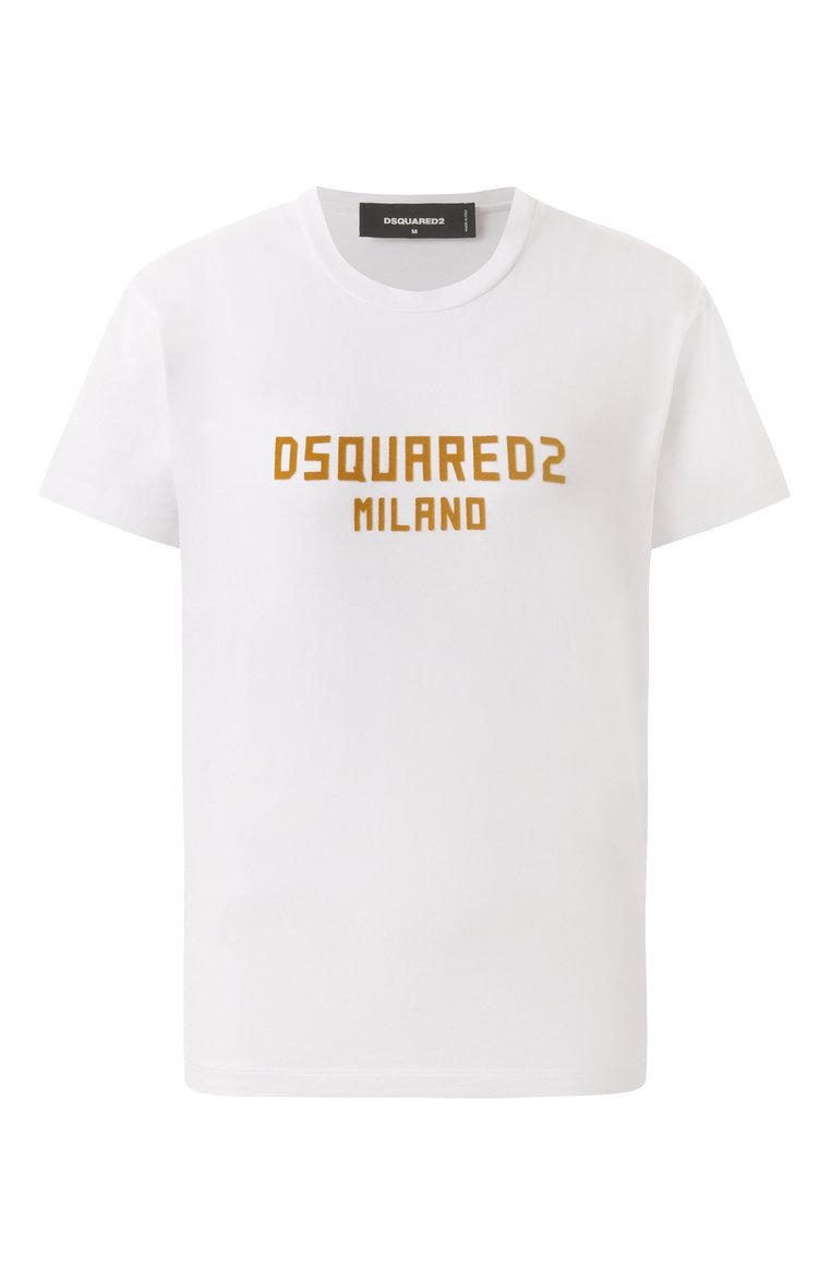Женская хлопковая футболка DSQUARED2 белого цвета, арт. S75GD0471/D20020 | Фото 1 (Рукава: Короткие; Длина (для топов): Стандартные; Материал внешний: Хлопок; Женское Кросс-КТ: Футболка-одежда; Стили: Кэжуэл; Принт: С принтом)