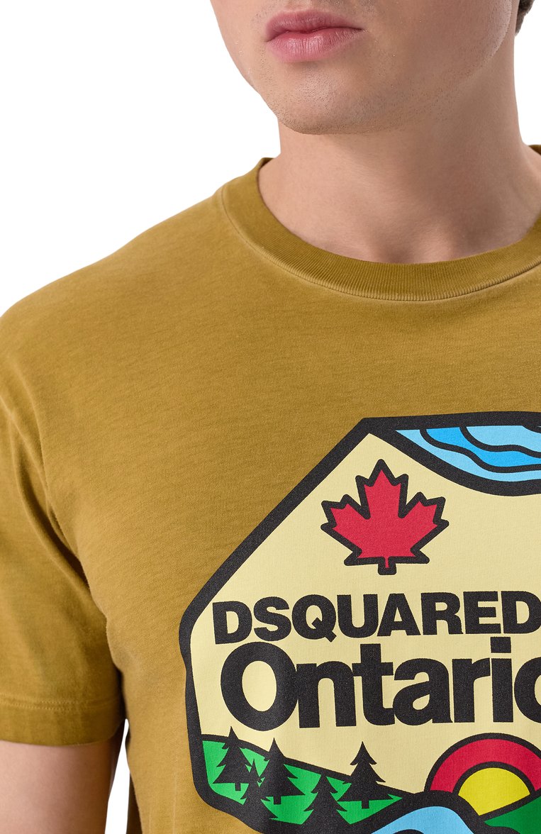 Мужская хлопковая футболка DSQUARED2 бежевого цвета, арт. S74GD1392/D20035 | Фото 5 (Рукава: Короткие; Длина (для топов): Стандартные; Принт: С принтом; Стили: Спорт-шик; Материал внешний: Хлопок; Кросс-КТ: Джерси; Мужское Кросс-КТ: Футболка-одежда)
