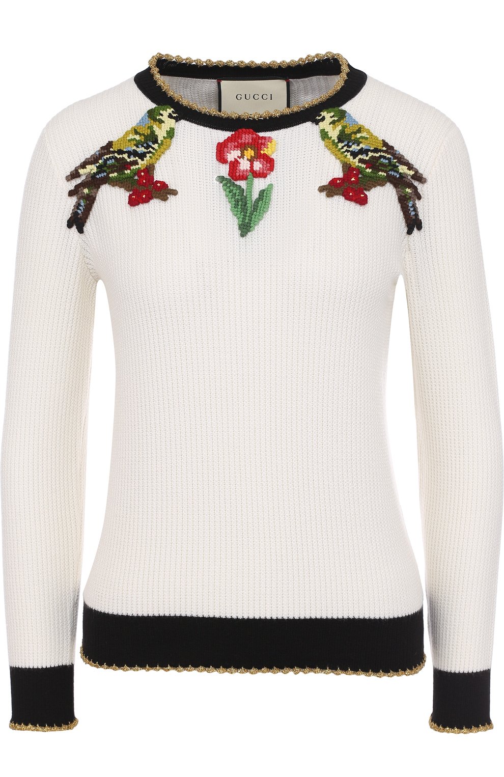 Пуловер из смеси кашемира и шелка с контрастной вышивкой GUCCI, арт. 478273/X9D53, фото 1