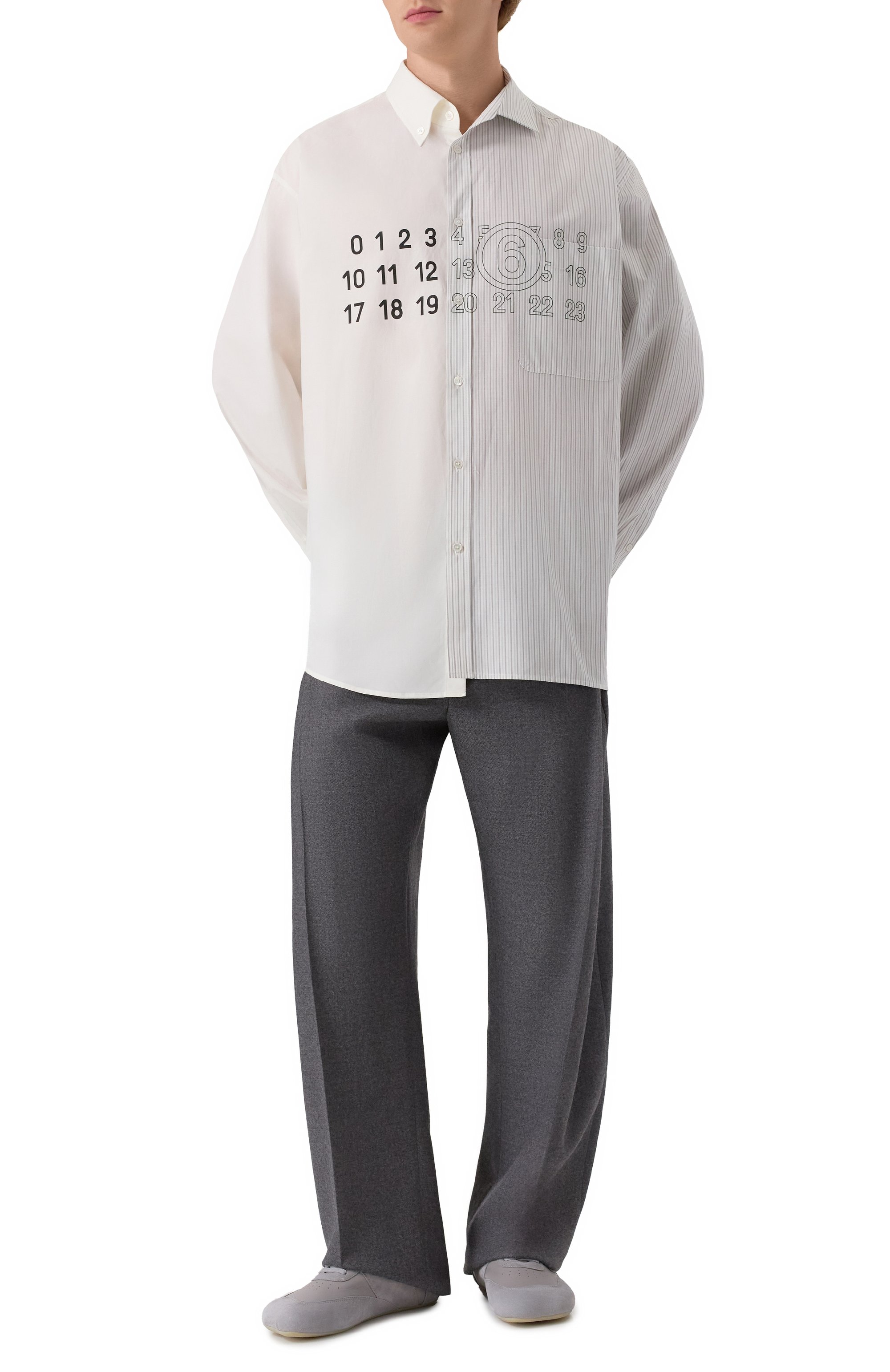 Шерстяные брюки MM6 темно-серого цвета по цене 88800 руб., арт. SH0KA0052/M35466, фото 2 Шерстяные брюки MM6, арт. SH0KA0052/M35466, фото 2