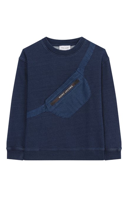 Детский хлопковый свитшот MARC JACOBS (THE) темно-синего цвета, арт. W60432 | Фото 1 (Драгоценные камни: Проставлено; Рукава: Длинные; Материал внешний: Хлопок; Материал сплава: Проставлено)