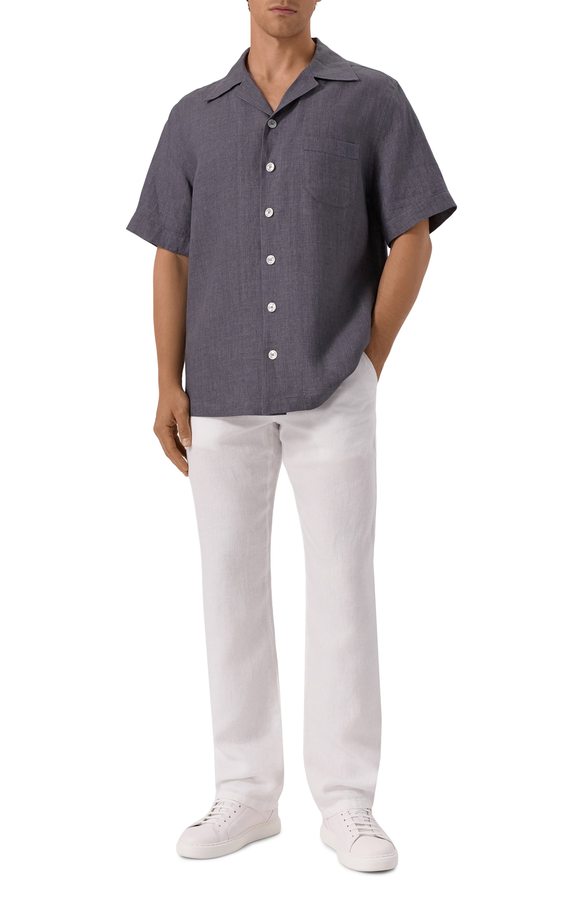 Льняная рубашка DOLCE & GABBANA темно-серого цвета по цене 98950 руб., арт. G5JH9Z/FU4L5, фото 2 Льняная рубашка DOLCE & GABBANA, арт. G5JH9Z/FU4L5, фото 2