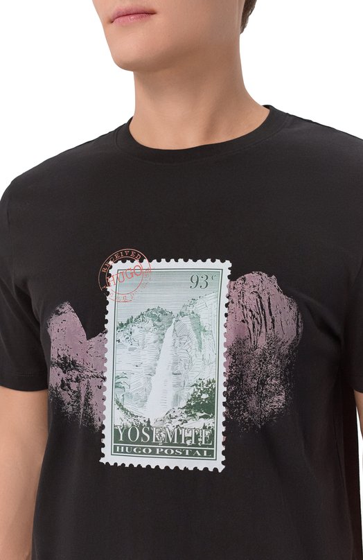 Хлопковая футболка HUGO 50553713 Чёрный  50553713 Фото 5