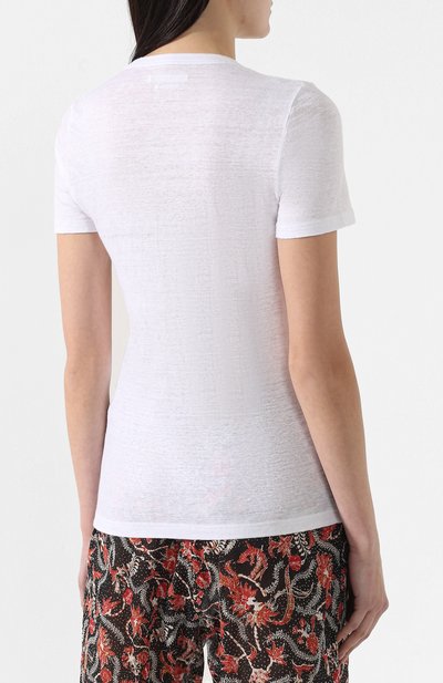 Льняная футболка ISABEL MARANT ETOILE белого цвета по цене 15150 руб., арт. TS0377-00M004E/KRANGER, фото 4 Льняная футболка ISABEL MARANT ETOILE, арт. TS0377-00M004E/KRANGER, фото 4