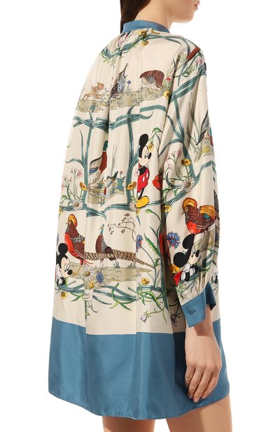 Шелковое платье disney x gucci GUCCI голубого цвета по цене 345600 руб., арт. 609772 ZADFQ, фото 4 Шелковое платье disney x gucci GUCCI, арт. 609772 ZADFQ, фото 4