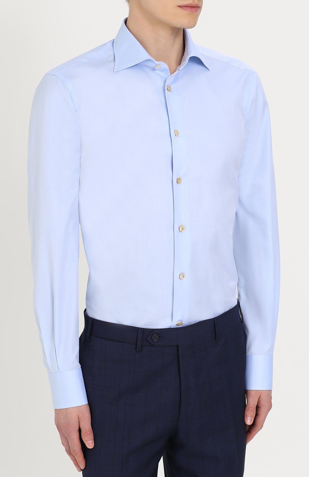 Хлопковая сорочка KITON голубого цвета по цене 77850 руб., арт. UCIH0003708003, фото 3 Хлопковая сорочка KITON, арт. UCIH0003708003, фото 3