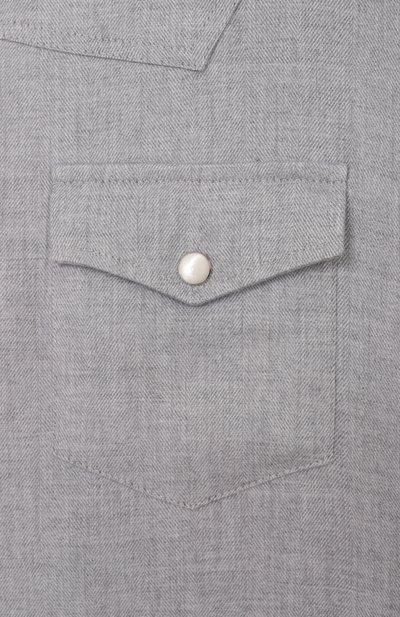 Рубашка из хлопка и лиоцелла BRUNELLO CUCINELLI серого цвета по цене 54250 руб., арт. BY637C360C, фото 3 Рубашка из хлопка и лиоцелла BRUNELLO CUCINELLI, арт. BY637C360C, фото 3