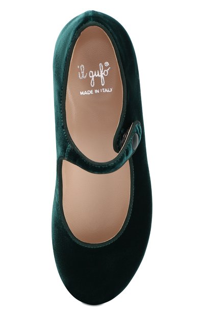 Бархатные туфли с перемычкой IL GUFO темно-зеленого цвета по цене 19900 руб., арт. G296/VELLUT0 ACC0PP./35-42, фото 4 Бархатные туфли с перемычкой IL GUFO, арт. G296/VELLUT0 ACC0PP./35-42, фото 4