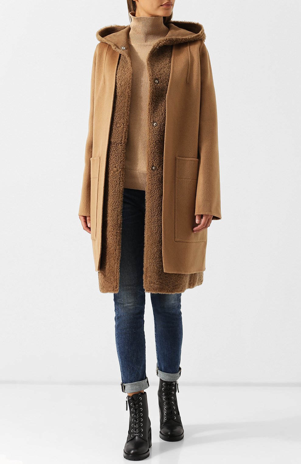 Шерстяная дубленка с жилетом из овчины YVES SALOMON, арт. 9WYM00988CDPL, фото 2