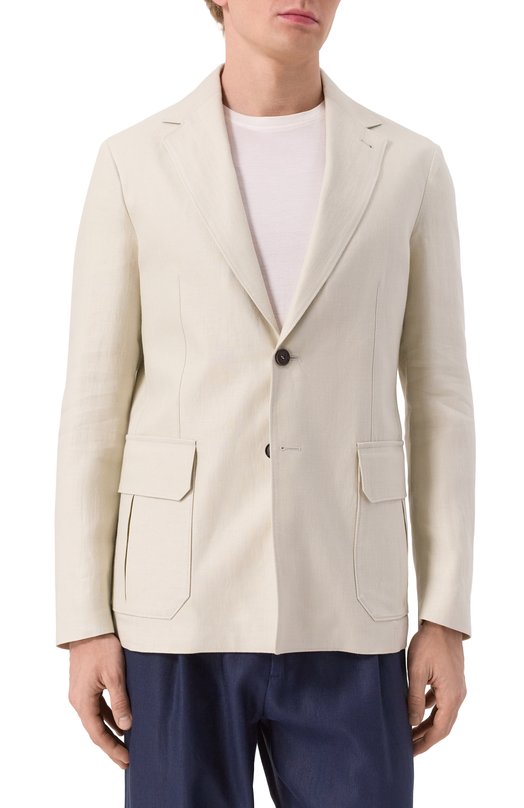 Льняной пиджак Corneliani 25X591-2514108 Кремовый  25X591-2514108 Фото 4