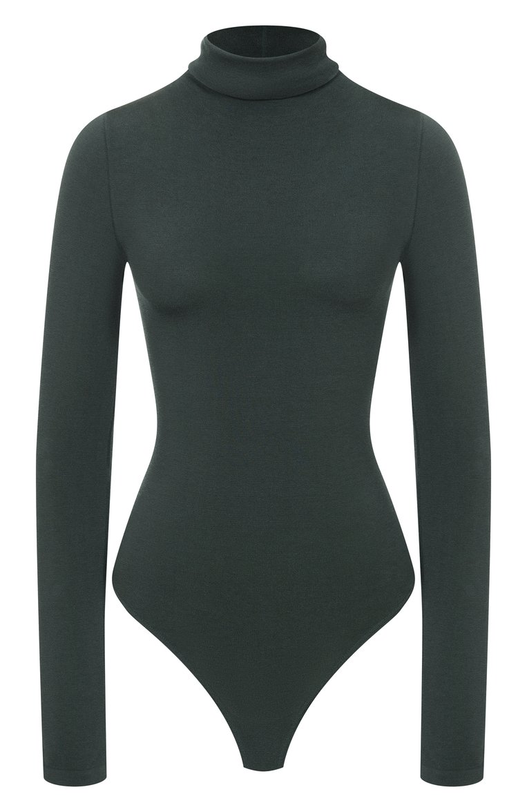 Женское боди WOLFORD темно-зеленого цвета, арт. 75084 | Фото 1 (Материал внешний: Хлопок, Синтетический материал; Автоматизация состава: Проставлено; Стили: Кэжуэл; Нос: Не проставлено)